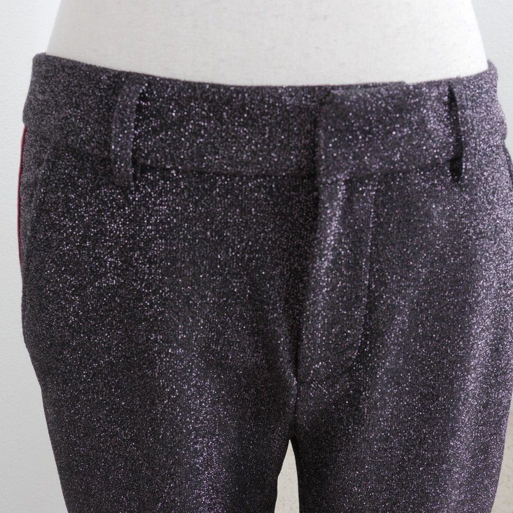 Scotch & Soda Black Red Wine Side Stripe Metallic Glitter Low Rise Size SZ Pant - Picture 15 of 16